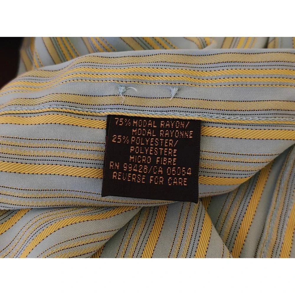 Bugatchi‎ Uomo Mens Green Yellow Striped Long Sleeve Button Down Shirt Size M